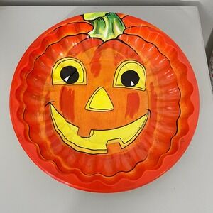 Vintage‎ Ullman Company Halloween Pumpkin Plastic Candy Dish 9.5"
